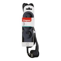 PRODLUŽOVACÍ PŘÍVOD ZÁSUVKA 3X2P+T, KABEL 3 M, ČERNÁ/TMAVĚ ŠEDÁ LEGRAND 049489