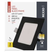 LED vestavné svítidlo NEXXO, čtvercové, černé, 7W, se změnou CCT EMOS ZD2323