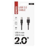 USB kabel 2.0 A vidlice B vidlice 2m EMOS S70202
