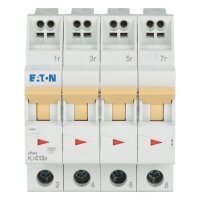 PLI-C13/4 Jistič PLI (bezšroubové svorky nahoře) char C 4-pólový 10kA 13A 101362