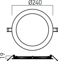XFLAT REC. RND. PANEL 15W 220-240V AC 40
