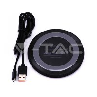 Wireless Charger 5A Fast Charging Round Black , VT-1210 V-TAC SKU7708