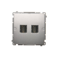 dvojitá zásuvka HDMI, stříbrná matná metalizované KONTAKT SIMON BMGHDMI2.01/43