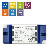 Napájecí zdroj 12W, DC12V/1A, IP20, plastové provedení se svorkovnicí