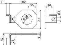 Připojovací třmen IF 1 úhlový Průměr otvoru d1 39 mm DEHN 923339