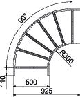 OBO LB 90 1150 R3 FT Oblouk 90° pro kabelový žebřík 110x500 Ocel žár.zinek