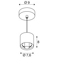 SLV VARYT, závěsné světlo, E14, délka závěsu 150cm, 1x max. 6W, černá barva