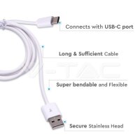 Type C USB Cable 1.5M White, VT-5542 V-TAC SKU8456