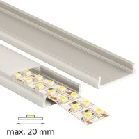 Přisazený hliníkový profil PZ, 24x6 mm, mléčný difuzor, komplet, 2 m