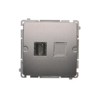 Zásuvka HDMI, (strojek s krytem) Inox KONTAKT SIMON BMGHDMI.01/21