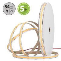 LED pásek COB EWW, 480LED/m, 10W/m, DC24V, 923lm/m, CRI90, IP20, 10mm, 5m