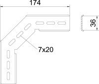 OBO MW 90 SL17 FT Montážní úhelník 90° pro mřížový žlab C 170x170 Ocel žár.zinek