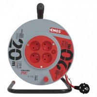 Prodlužovací kabel na bubnu 20m/4 zásuvky/červený/PVC/230V/1mm2 EMOS P19420