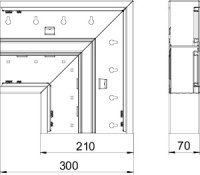 OBO GS-DFF70210RW Plochý roh, pro kanál Rapid 80, 70x210mm, čistě bílá Ocel