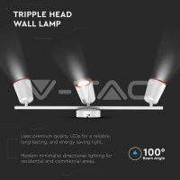 18W Led Wall Lamp Triple Head 4000K White, VT-818 V-TAC SKU218260