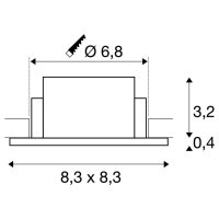 NEW TRIA 68 kroužek pro vestavbu do stropu D8,3 Š8,3 H3,55cm IP 65 vč. skla bílá