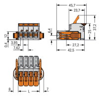 Pružinová svorka Páčka CAGE CLAMP sv.šedá 10mm2 6pól. WAGO 831-1106/038-000