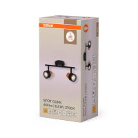 Stropní svítidlo LEDVANCE DECOR SPOT CORK BLACK 2x3.4W 927 DIM