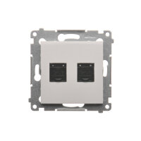 Zásuvka počítačová RJ45 dvojnonásobná kat. 6, s protiprachovou clonou, bílá