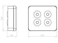Krabice rozvodná čtvercová 250x250x82 mm, do betonu KAISER 1297-02