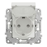 Zásuvka SCHUKO NOVÁ UNICA 2P+E 250V/16A, IP44, clonky, bezšroubová, Zamak, Bílá