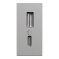 NOVÁ UNICA Dvojitý nabíjecí USB konektor A+C 2.4A, 1M, Aluminium