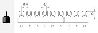 Prop. lišta G-3L-1000/16C, vidlička, 3pól., 80A, rozteč 17,8mm Eleman 1000059