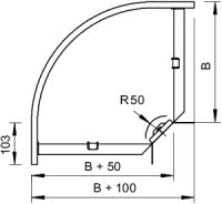 OBO RB 90 110 FS Oblouk 90° vodorovný s úhlovou spojkou 110x100 Ocel pás.zink