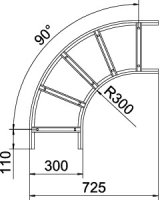 OBO SLB 90 1130R3 FT Oblouk 90° pro kabelový žebřík 110x300 Ocel žár.zinek