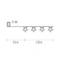LED vánoční girlanda - hvězda, 2xAA, teplá bílá, časovač