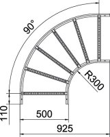 OBO LB 90 650 R3 FT Oblouk 90° pro kabelový žebřík 60x500 Ocel žár.zinek