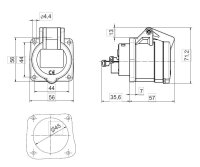 Zásuvka vestavná 16A 3p 230V IP44 6h Quick-Connect BALS 13646