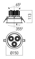 XDRILL RIM REC. FITTING 3x9W 220-240V AC