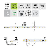 LED pásek SMD2835 NW, 60LED/m, 7,2W/m, D