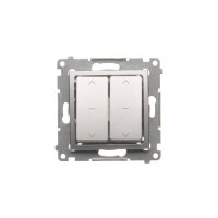 Dvojitý třípolohový žaluziový spínač (1-0-2), 10A 250V, stříbrná matná