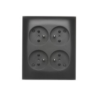 Čtyřzásuvka s uzemněním, IP20 s roletami černá matná KONTAKT SIMON ACGZN4CZ/49