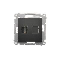 Zásuvka HDMI, (strojek s krytem), černá matná KONTAKT SIMON DGHDMI.01/49