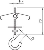 OBO 452 M4x70 G Sklápěcí závěs s pružinou s hákem M4x70mm Ocel galv. zinek