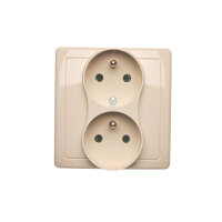 Zásuvka dvojnásobná s uzemněním 16A, 250V~, šroubové svorky béžová BMGZ2T/12