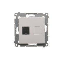 Jednonásobná počítačová zásuvka RJ45 kat. 6, s protiprachovou clonou, bílá