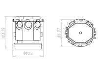 B1 Krabice stropní, d45mm, hl. 103mm, do betonu KAISER 1265-13
