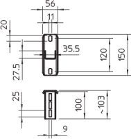 OBO CM3518 KP FT Základová deska pro profilovou lištu 1268 150x56x105 Ocel