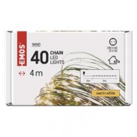 LED vánoční nano řetěz zelený, 4 m, venkovní i vnitřní, teplá bílá, časovač