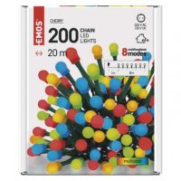 LED vánoční cherry řetěz kuličky, 20 m, venkovní i vnitřní, multicolor, programy