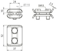 Paralelní svorka FeZn pro prům. 7-10mm DEHN 307000