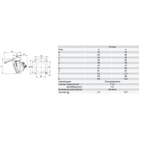 zásuvka vestavná 3P, 16A/230V, 6h, IP44, šikmá, příruba 70x85mm PCE 413-6