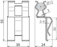 Bezšroubová svorka pro armování 12 mm a pásek 30x4 mm DEHN 308143