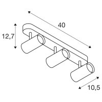 NOBLO, nástěnné a stropní svítidlo, trojité, kulaté, 3000K, 19W,PHASE,32°, černé
