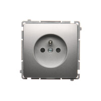 Zásuvka jednonásobná s uzemněním, s clonkami, 16 A, 250 V, stříbrná matná