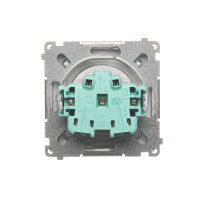 Zásuvka jednonásobná s uzemněním, 16 A, 250 V~, stříbrná matná metalizované